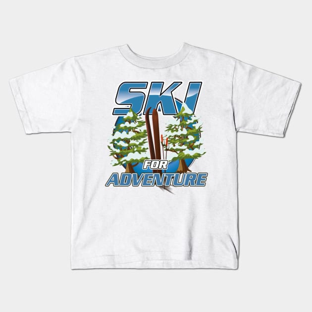 Ski for adventure travel logo Kids T-Shirt by nickemporium1